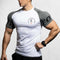 Model wearing White Men’s Quick-Dry Raglan Gym T-Shirt – Breathable, Stretch-Fit Sports Tee for Running & Training