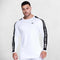 White Men’s Skinny Long Sleeve Shirt – Front view showcasing fashion print design and slim fit for gym and casual wear.