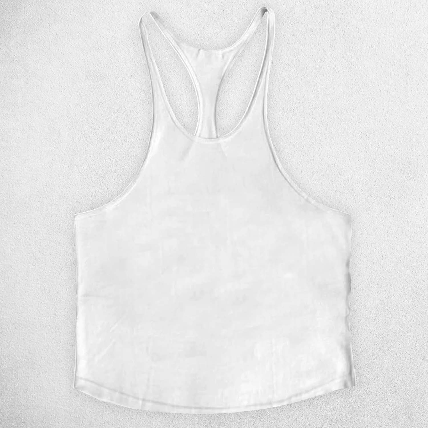 Close-up of White breathable cotton fabric on a gym tank top