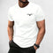 Front View of Model Wearing White Seagull Men's Luxury Cotton T-Shirt – Casual Streetwear, Big Size, Premium Comfort