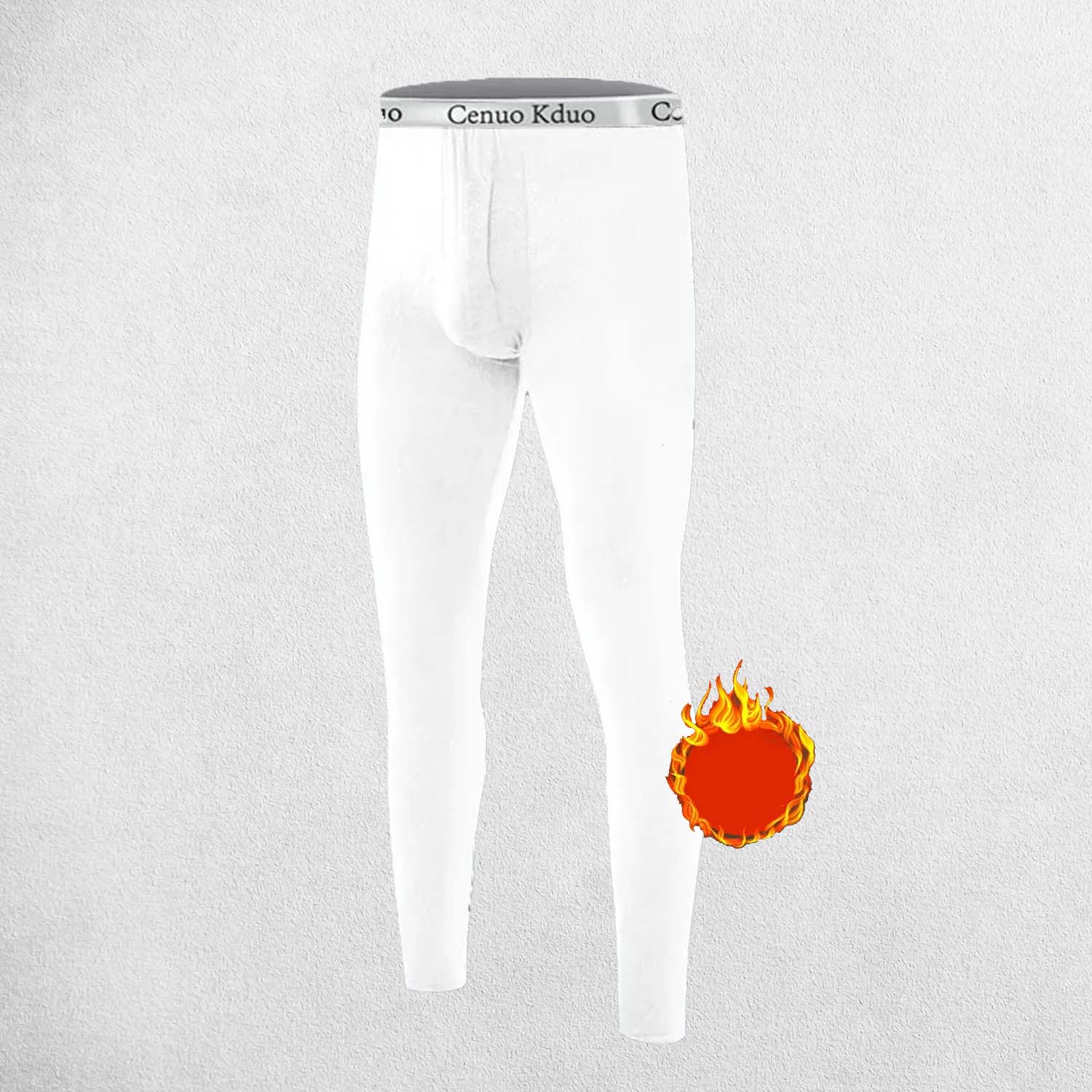 Close Up of Thick White High-stretch leggings for running and winter sports.