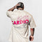 White Unisex Anti Cardio Oversized Workout T-Shirt Back view with bold design and breathable cotton fabric